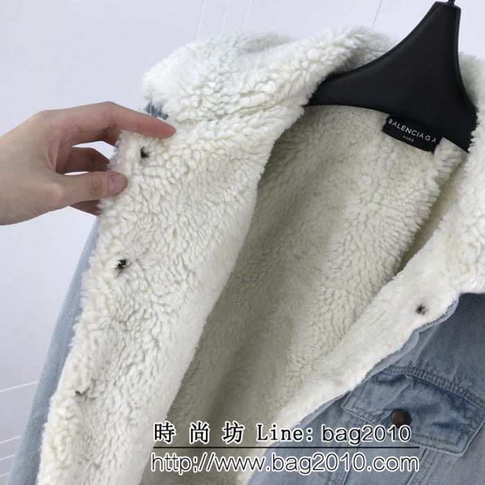 BALENCIAGA巴黎世家 18冬季新款 羊羔毛牛仔外套 加絨加厚面料 定制五金紐扣 簡約百搭款 ydi2448